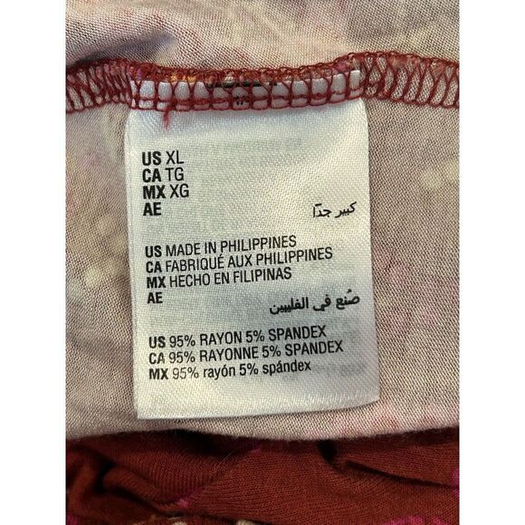 JM Collection Women's Size XL Paisley Printed T-Shirt Top Blouse Red Pink - Picture 4 of 6